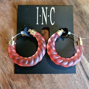 INC Gold-Tone Frosted Resin Twist Hoop Earrings
